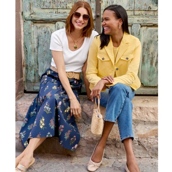 TALBOTS Fresh Poplin Jacket Blazer Utility Inspired Yellow Size 12 - Picture 2 of 9